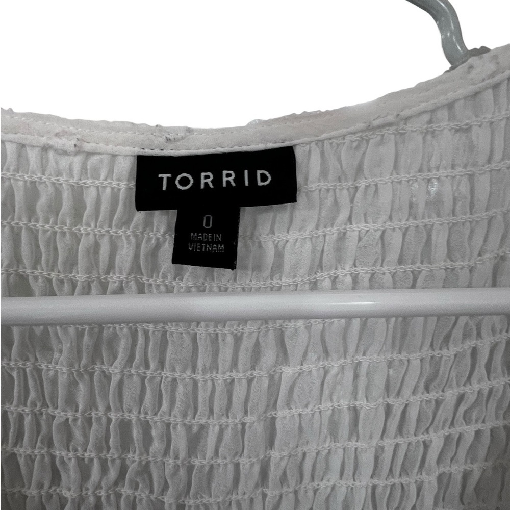 Torrid White Textured Peplum Blouse - Picture 2 of 5